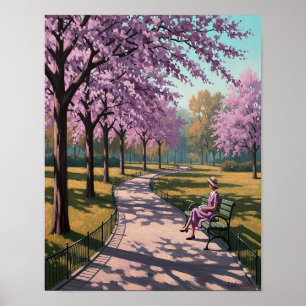 "Solitary" Lady auf der Parkbank Poster