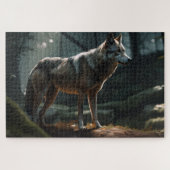 Solitary Lone Wolf in Dark Forest Jigsaw Puzzle (Horizontal)