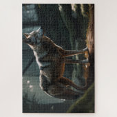 Solitary Lone Wolf in Dark Forest Jigsaw Puzzle (Vertikal)