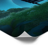 Solitary Man on Bench Watching Birds Black and Whi Poster (Ecke)