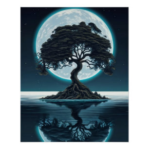 Solitary Sentinel: Ein Baum verkörpert den Ozean Poster