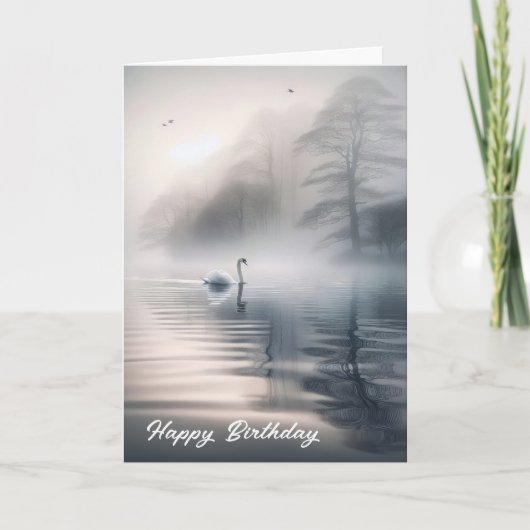 Solitary Swan for Birthday Karte (Vorderseite)