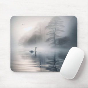Solitary Swan on Mistral Morning Mousepad