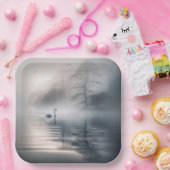 Solitary Swan on Mistral Morning Pappteller (Party)