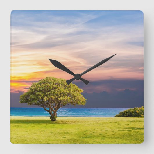 Solitary Tree Quadratische Wanduhr (Vorderseite)