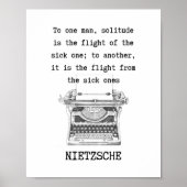 SOLITUDE schwarz-weiß Zitat von Nietzsche Poster (Vorne)