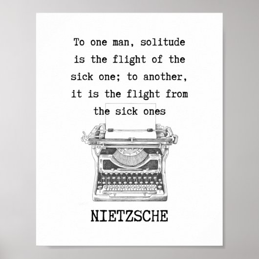 SOLITUDE schwarz-weiß Zitat von Nietzsche Poster (Vorne)