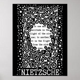 SOLITUDE schwarz-weiß Zitat von Nietzsche Poster