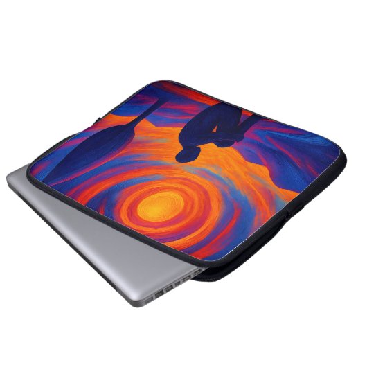 Solitude Under the Sun Abstract Blue and Orange Laptopschutzhülle (Vorne Knopf)