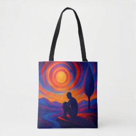 Solitude Under the Sun Abstract Blue, Fire Orange Tasche