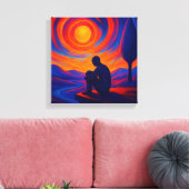 Solitude Under the Sun in Blue and Fire Orange Leinwanddruck (Insitu (Wohnzimmer))