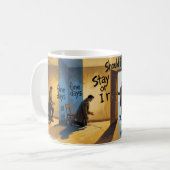 Soll ich bleiben oder soll ich gehen Entscheidungs Kaffeetasse (Vorderseite Links)