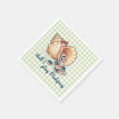Soll ich Mahjong Coastal Gingham spielen Serviette (Ecke)