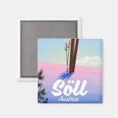 Söll, Österreich Skifahrplakat Magnet (Vorderseite/Rückseite)