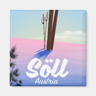Söll, Österreich Skifahrplakat Magnet