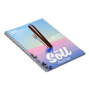 Söll, Österreich Skifahrplakat Notizblock