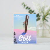 Söll, Österreich Skifahrplakat Postkarte (Stehend Vorderseite)