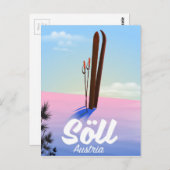 Söll, Österreich Skifahrplakat Postkarte (Vorne/Hinten)