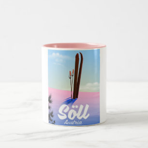 Söll, Österreich Skifahrplakat Zweifarbige Tasse