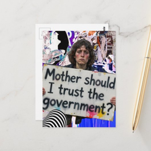 Sollte ich der Regierung vertrauen? Collage Postkarte (Vorderseite/Rückseite Beispiel)