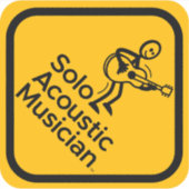 Solo Acoustic Musician Sticker 4"x4" Gelb (Vorderseite)