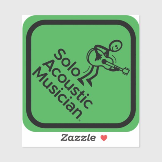 Solo Acoustic Musician Sticker 4"x4 Green (Blatt)