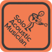 Solo Acoustic Musician Sticker 4"x4" Orange (Vorderseite)
