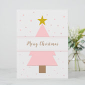 Solo Pink Weihnachtsbaum und Golden Star Flat Card (Stehend Vorderseite)