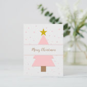 Solo Pink Weihnachtsbaum und Golden Star Postkarte (Stehend Vorderseite)