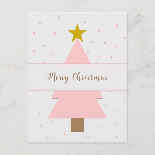Solo Pink Weihnachtsbaum und Golden Star Postkarte (Vorderseite)