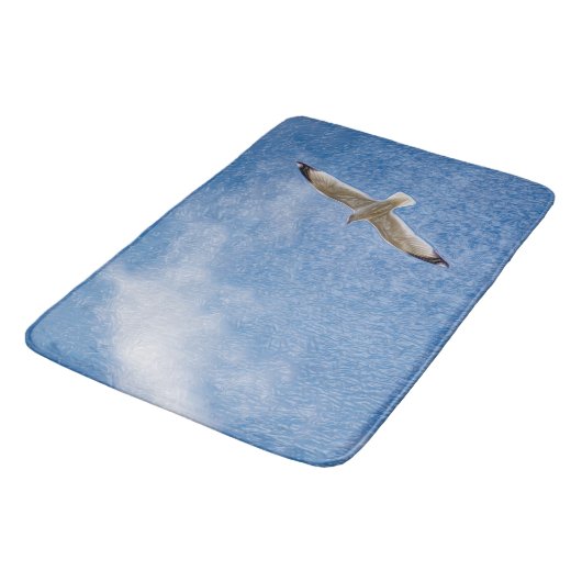 Solo Seagull im Himmel Badematte (Schrägansicht)