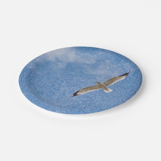 Solo Seagull im Himmel Pappteller (Schrägansicht)