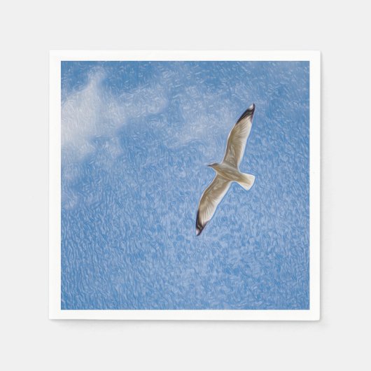 Solo Seagull im Himmel Serviette (Vorderseite)