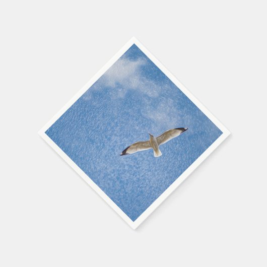 Solo Seagull im Himmel Serviette (Ecke)