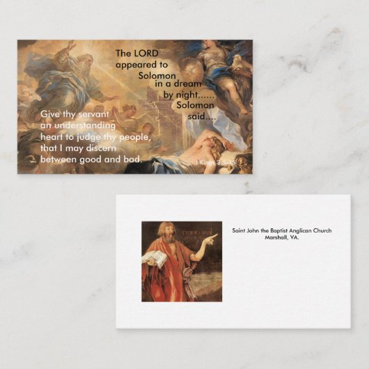 Solomans Traum - kleine Gebets-Karte Telefonnummerkarte (Vorne/Hinten)