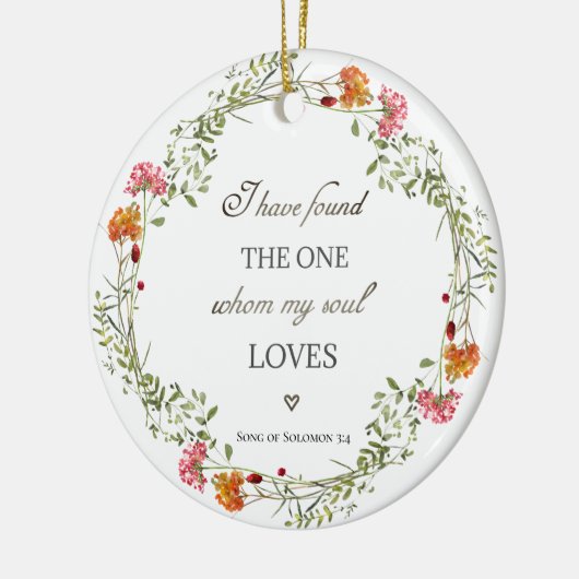 Solomon 3:4 Bibelverse Blumenreath Keramik Ornament (Links)