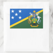 Solomon Islander Flag & Coat of Arms Rechteckiger Aufkleber (Tasche)