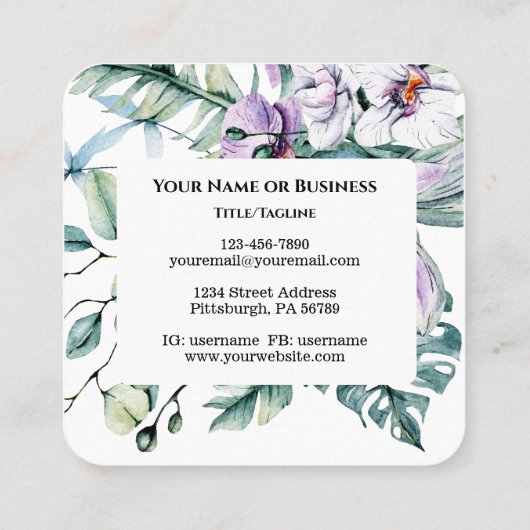 Solomon-Lied 2:11-12 Hummingbird-Blume Quadratische Visitenkarte (Rückseite)