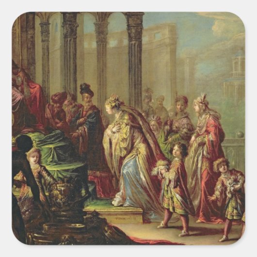 Solomon und die Königin von Sheba oder Esther vor  Quadratischer Aufkleber (Vorderseite)
