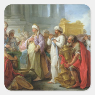 Solomon vor der Arche des Vertrages, 1747 Quadratischer Aufkleber