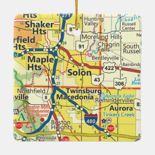 Solon Ohio Road Map Keramikornament (Rückseite)