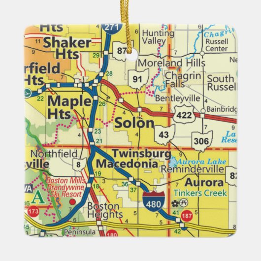 Solon Ohio Road Map Keramikornament (Vorderseite)