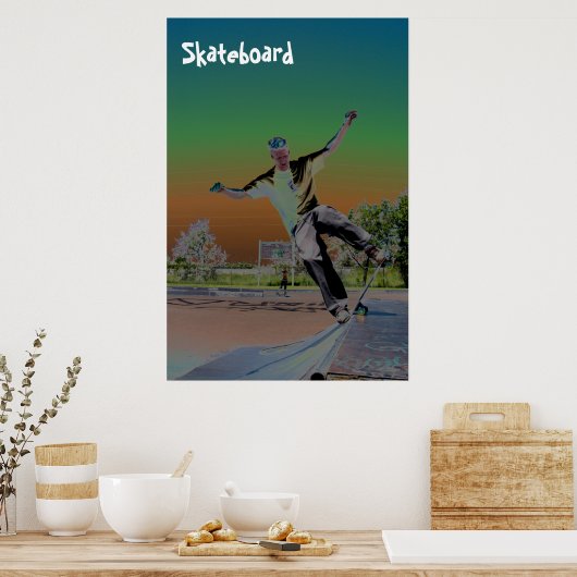 Solorisierte Skateboarder Poster (Küche)