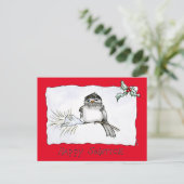 Solstice Chickadee Postkarte (Stehend Vorderseite)