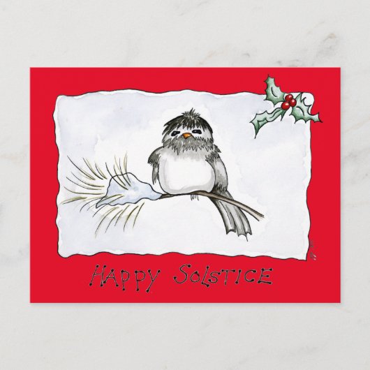 Solstice Chickadee Postkarte (Vorderseite)