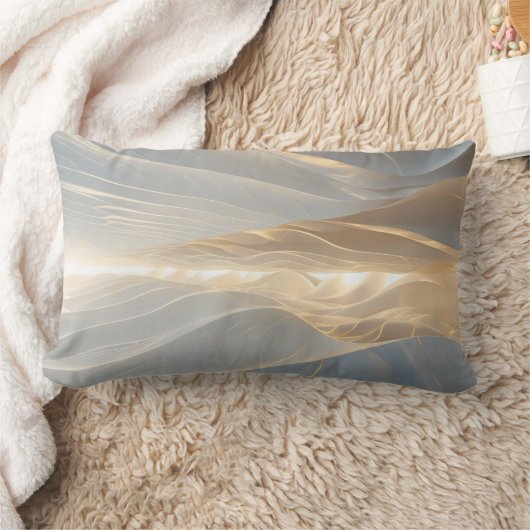 Solstice Echo – Luminous Gold Wave Abstract Throw Lendenkissen (Decke)