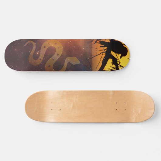 Solstice Kookaburra Silhouette Celestial Snake Skateboard (Horizontal)