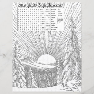 Solstice Scene Wicca Word Search & Colour Sheet