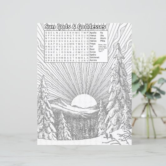 Solstice Scene Wicca Word Search & Colour Sheet (Stehend Vorderseite)