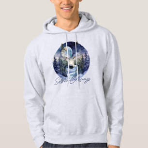 Solstice Segnungen Winter Wolf Mondlicht Woods Hoodie